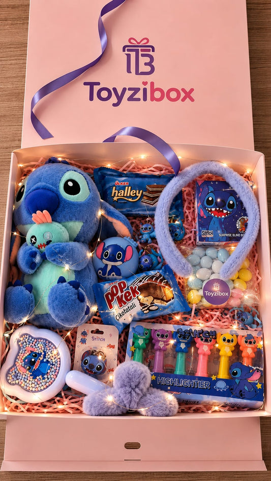 Oplichtende 'ademende' Stitch-cadeaudoos (blauw) | Cadeauset met chocolade, Haribo en een romantische verrassing